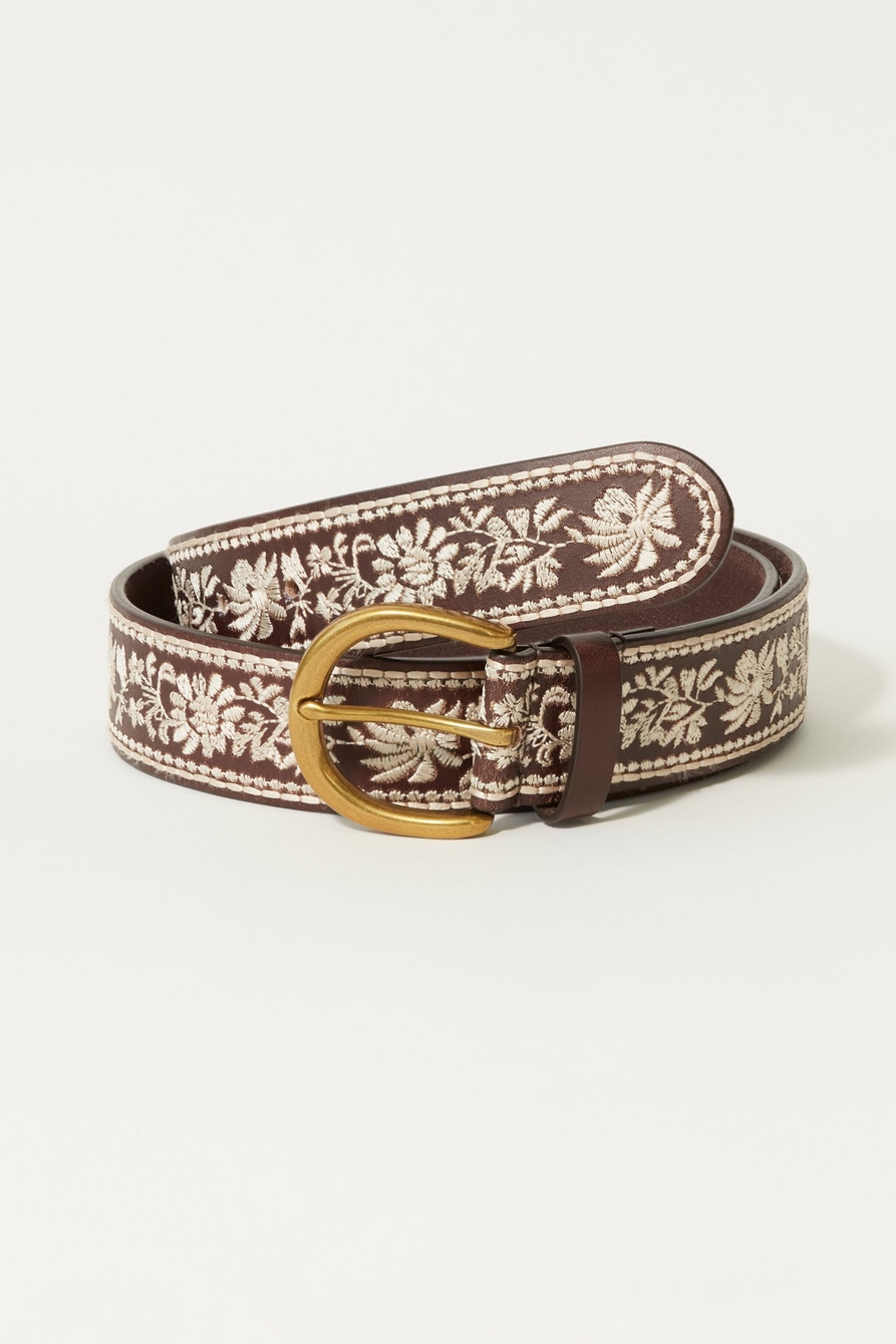 natural floral all over emb belt